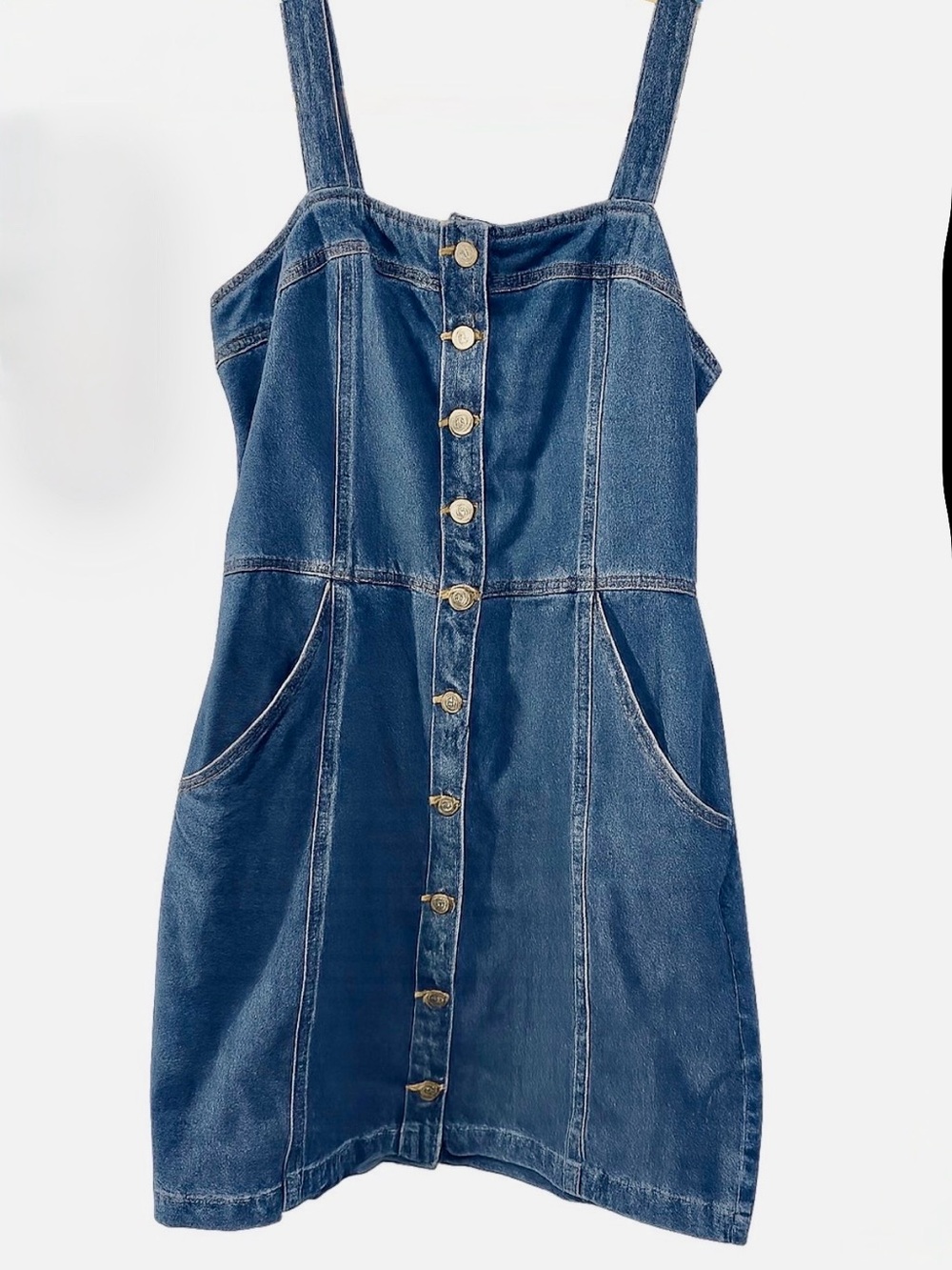 LIKE NEW Levi's Blue Button-Front Denim Mini Dress (M) - Picture 3 of 3